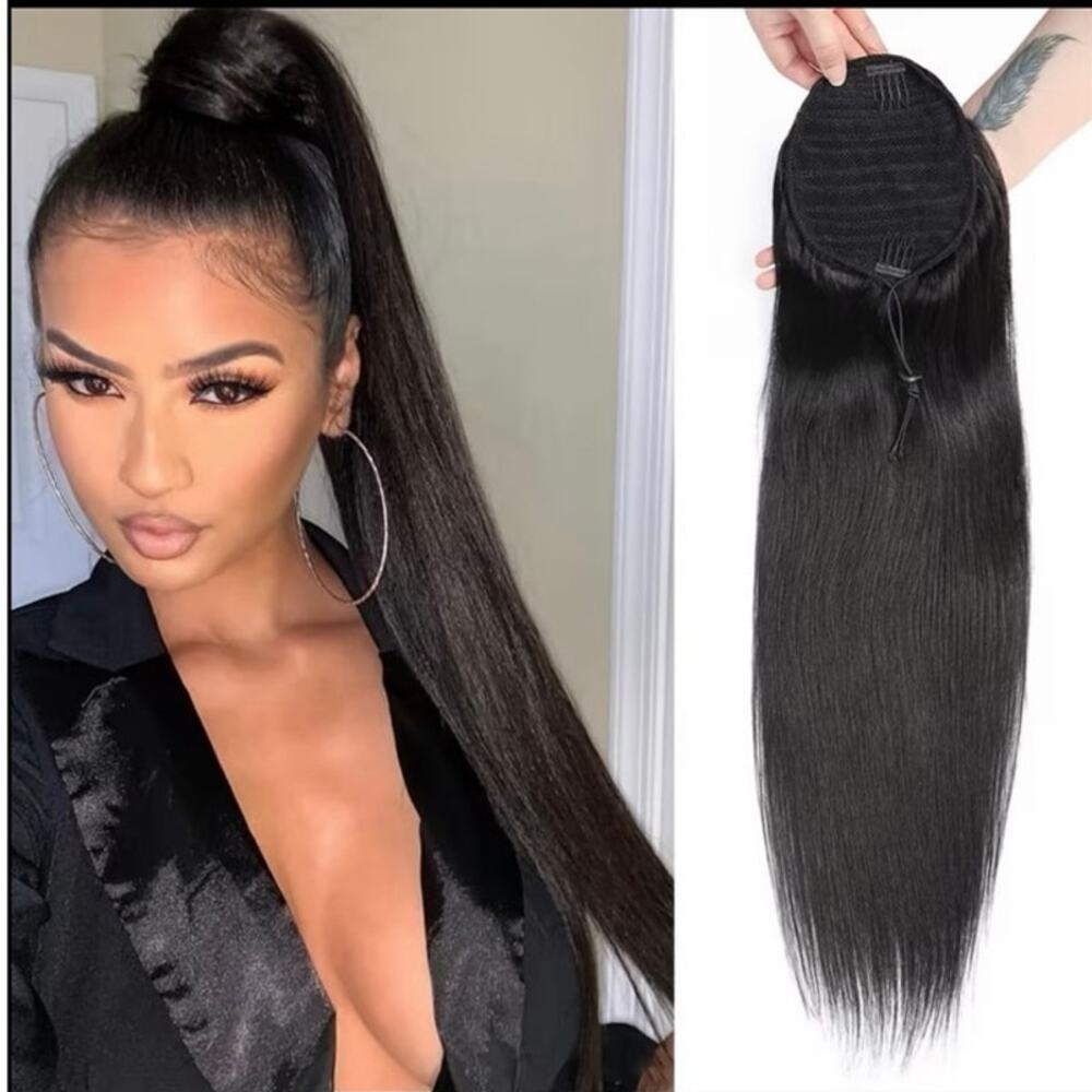 16” drawstring human ponytail